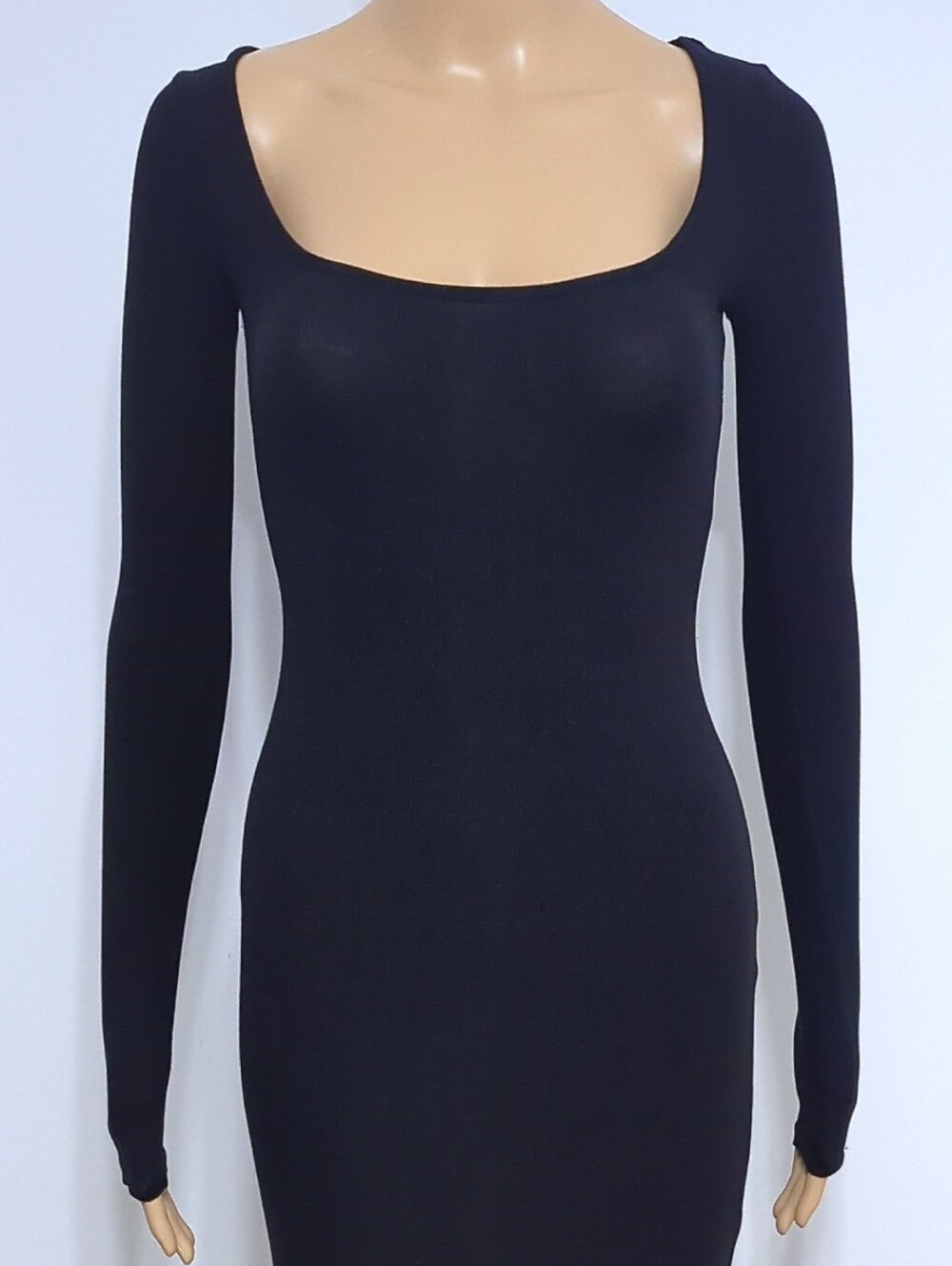 SKIMS Soft Lounge Ribbed Maxi Dress Black XS Scoop Neck Long Sleeve - Picture 5 of 9